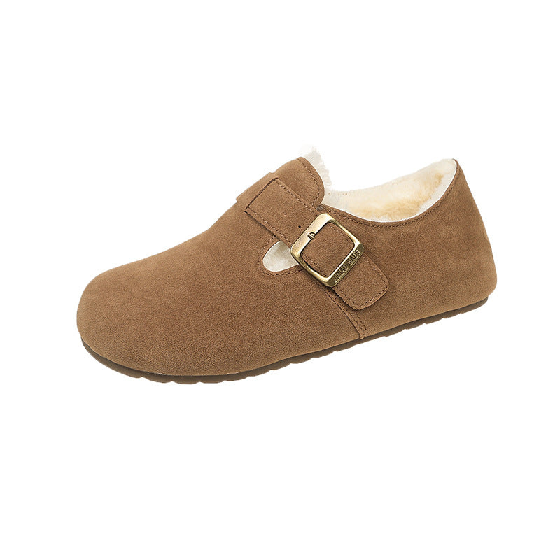 Women's Fleece-lined Soft All-inclusive Thick Bottom Flat Casual Shoes