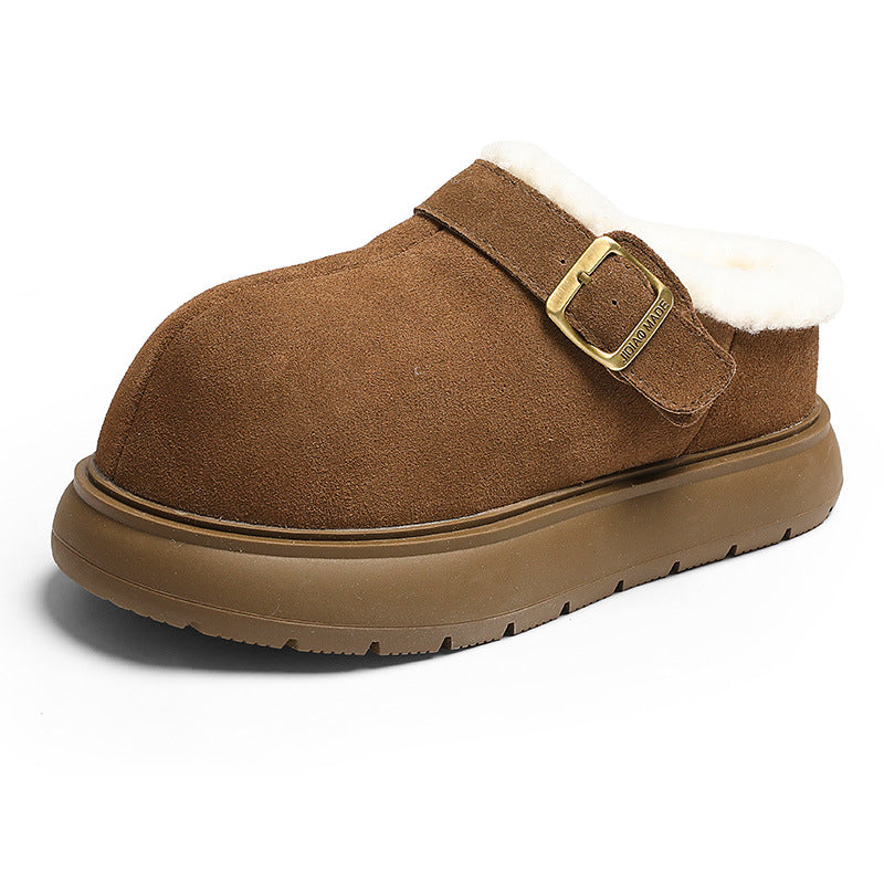 Women's Height Increasing Insole Fleece Lined Padded Warm Keeping Half Women's Cotton Shoes