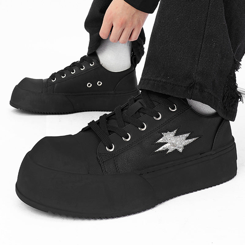 Men's Derby Trendy American Black Commuter Big Head Sneakers