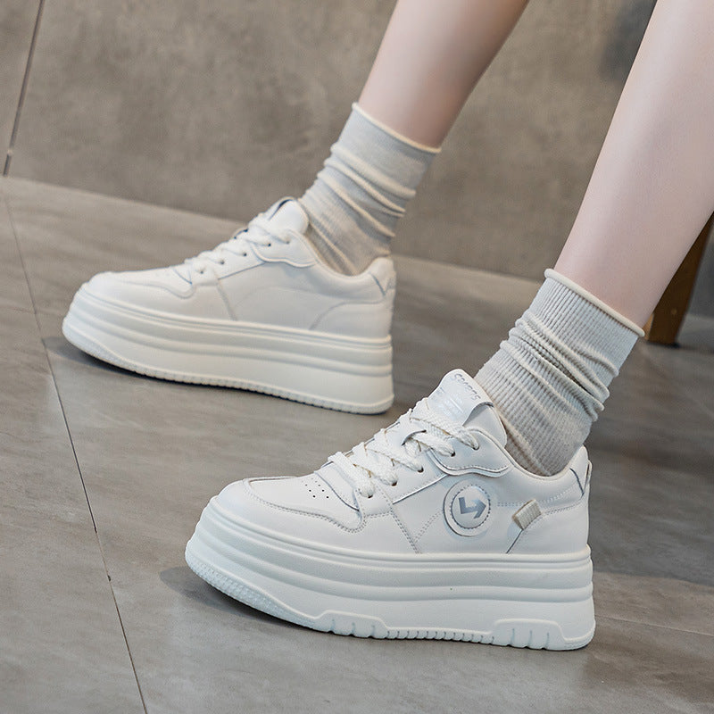 Women's Height Increasing Insole Thickened White Versatile Sneakers