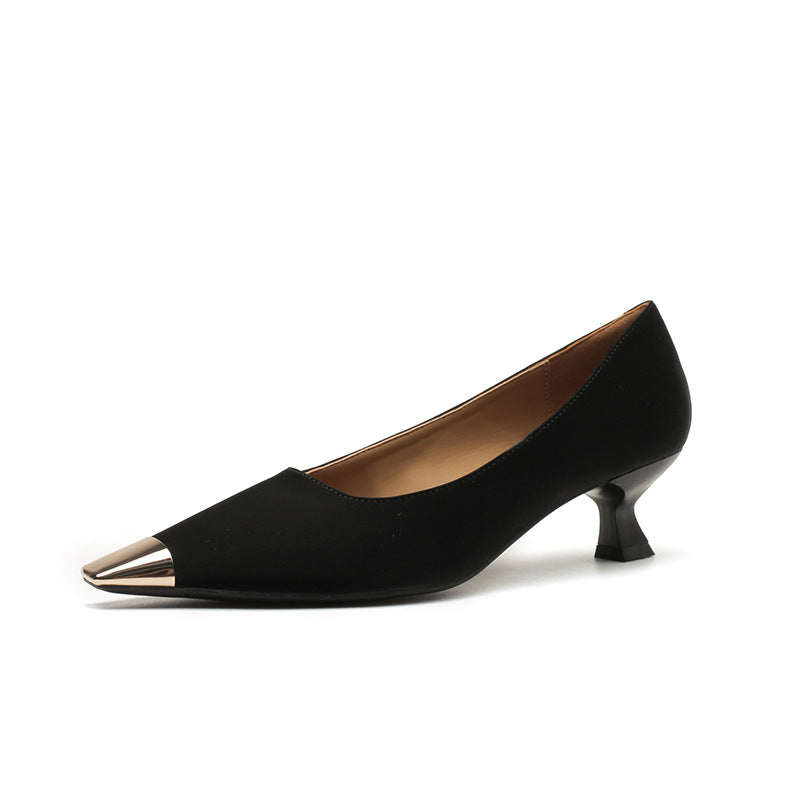 Women's Design Metal Toe Cap High Stylish Low Commuter Four Pumps Women's Shoes
