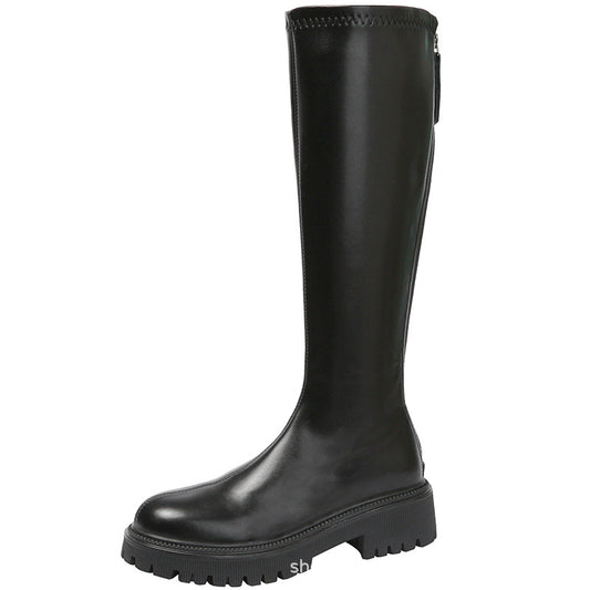 Women's Height Increasing Insole Chunky High Elastic Boots