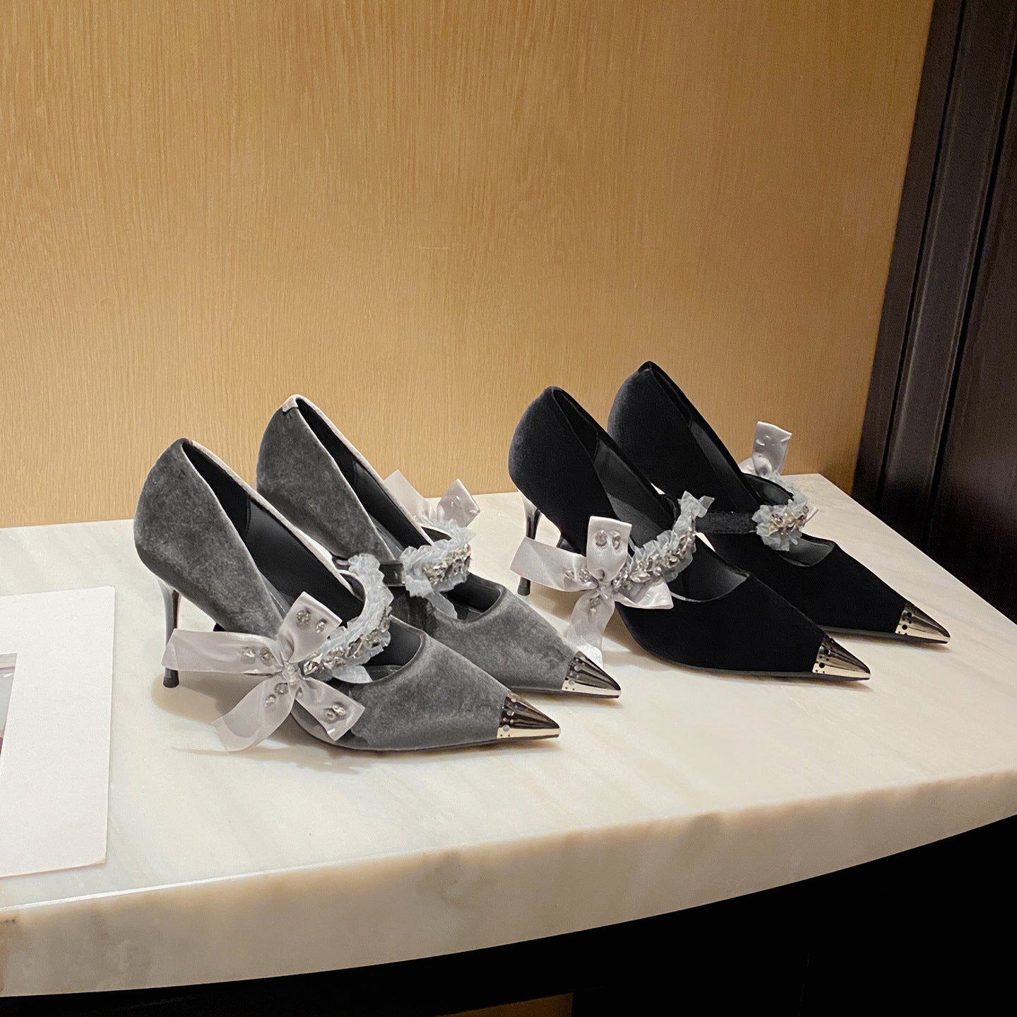 Women's High Stiletto Metal Suede Pointed Toe Heels