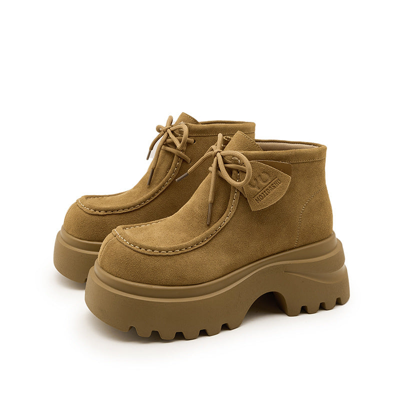 Women's Platform Autumn Genuine Vintage Suede Women's Leather Boots