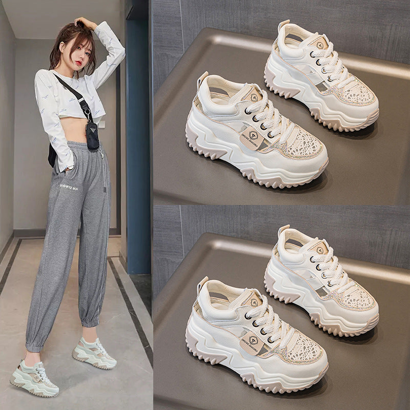 Women's Summer Versatile Platform Closed Toe Breathable White Women's Casual Shoes