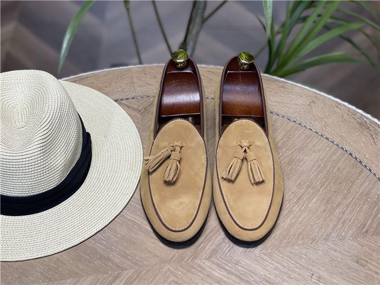Men's Fashion Retro British Beanie Tassel Slip Men's Casual Shoes