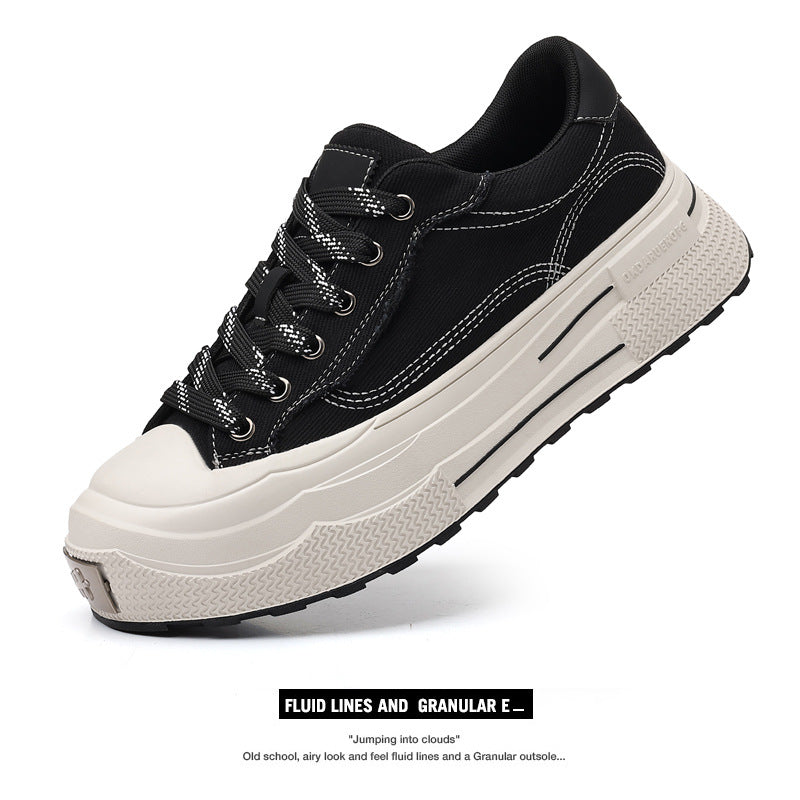 Versatile Fashionable Breathable Platform Retro Black Canvas Shoes