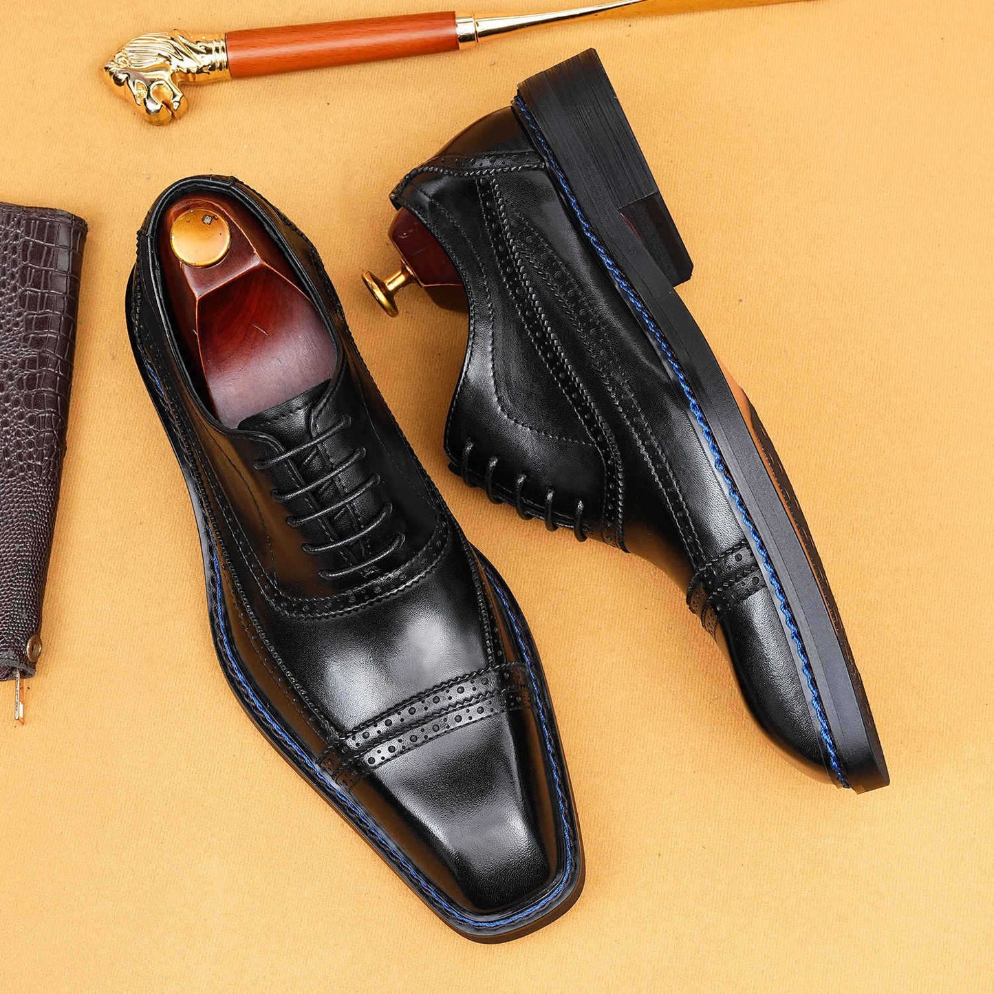 Men's Brogue Formal Wear Norwegian Sewing Oxford Men's Business Leather Shoes