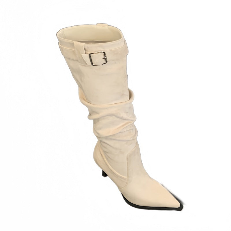 Female Tube Tail Suede Fashionable Stiletto Pointed Women's Leather Boots