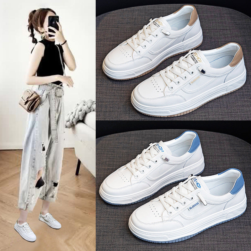 Women's Breathable White Hollow Mesh Surface Thin Pumps Platform Sneakers
