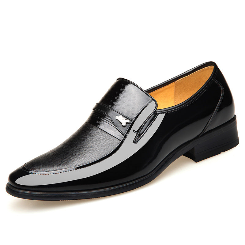 Men's Classic Breathable Formal Wear Height Increasing Korean Style Green Pointed Leather Shoes