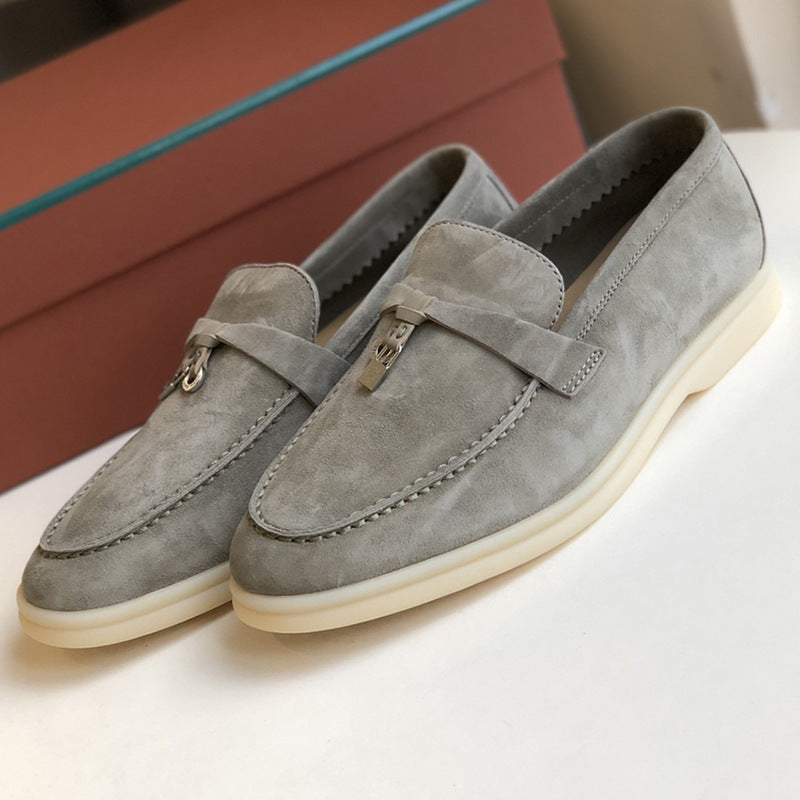 Women's Channel Top Plate Slip-on Pumps Flat Bottom England Style Tassel Loafers