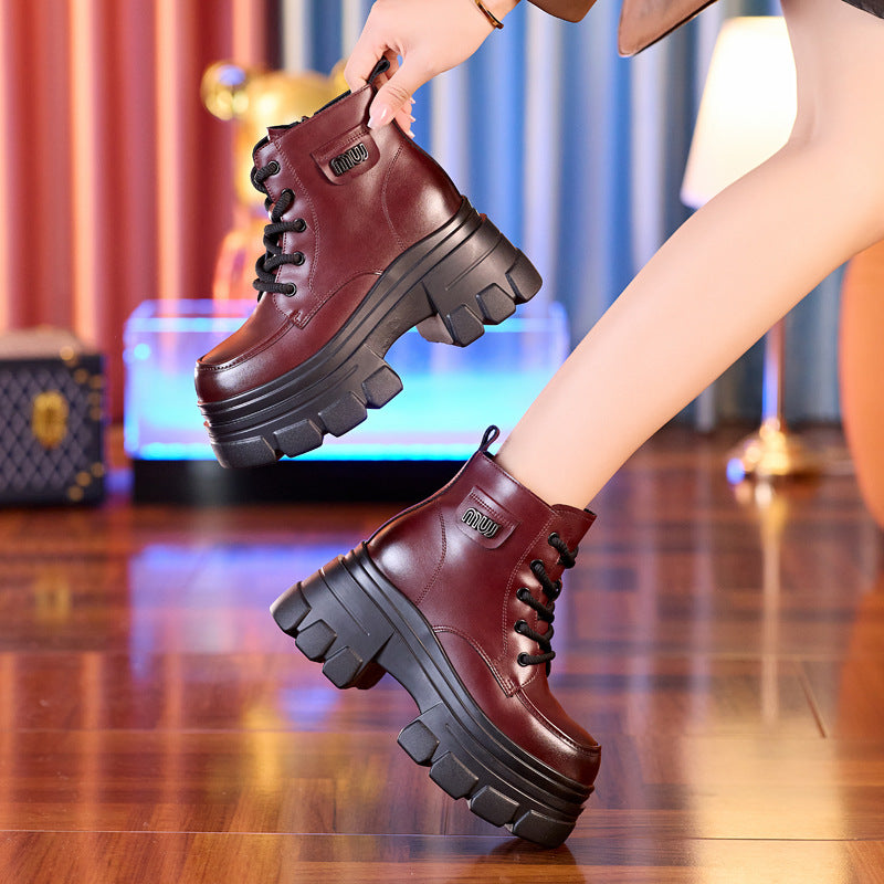 Women's Height Increasing Insole Martin Autumn Platform Boots