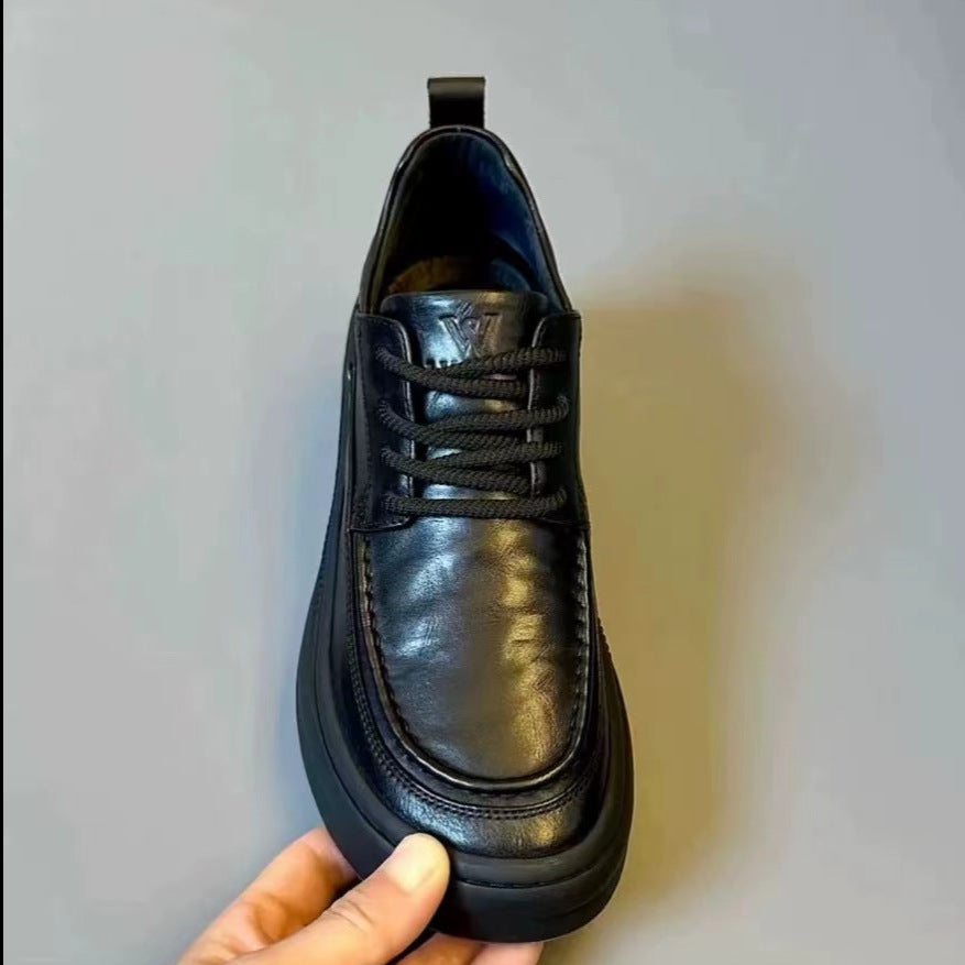 Men's Cowhide Fleece-lined Thick Winter Pure Business Men's Shoes