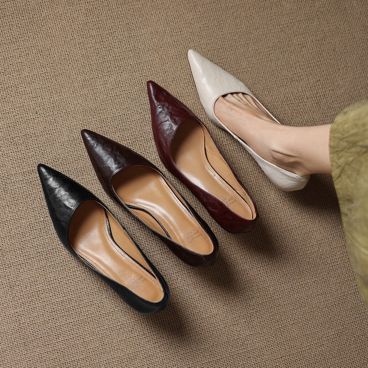 Women's French Sheepskin Stiletto Temperament Wild Commuting Fashion Pointed Toe Women's Casual Shoes