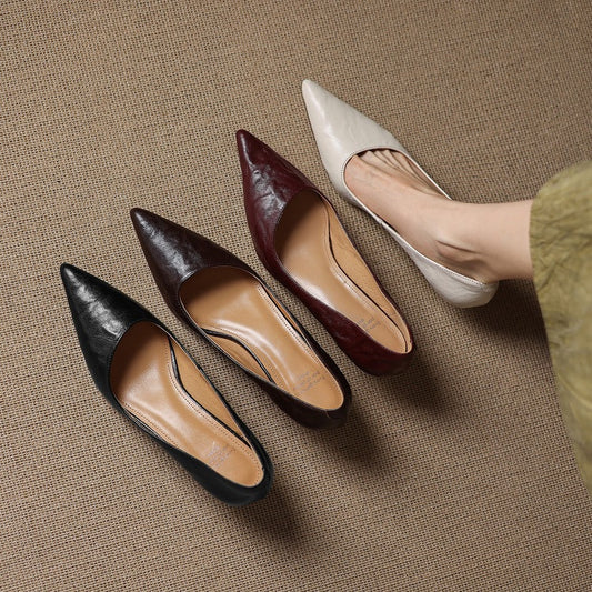 Women's French Sheepskin Stiletto Temperament Wild Commuting Fashion Pointed Toe Women's Casual Shoes