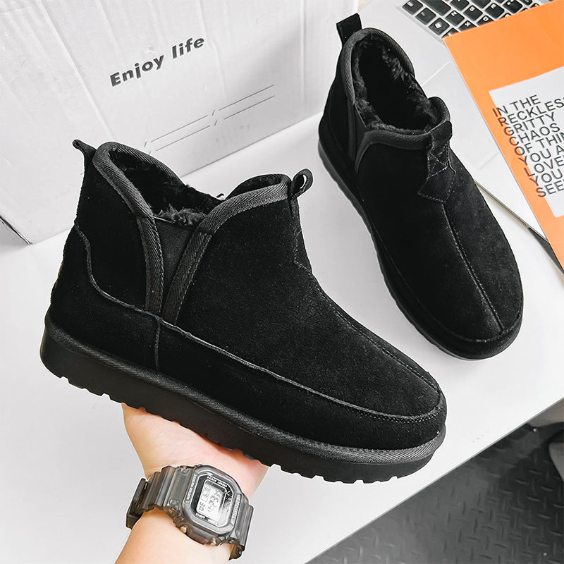 Men's Winter Fleece-lined Thickened Bread Genuine Versatile Snow Boots