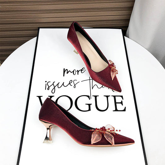 Women's Red Wedding High Chinese Toast Bridal Heels