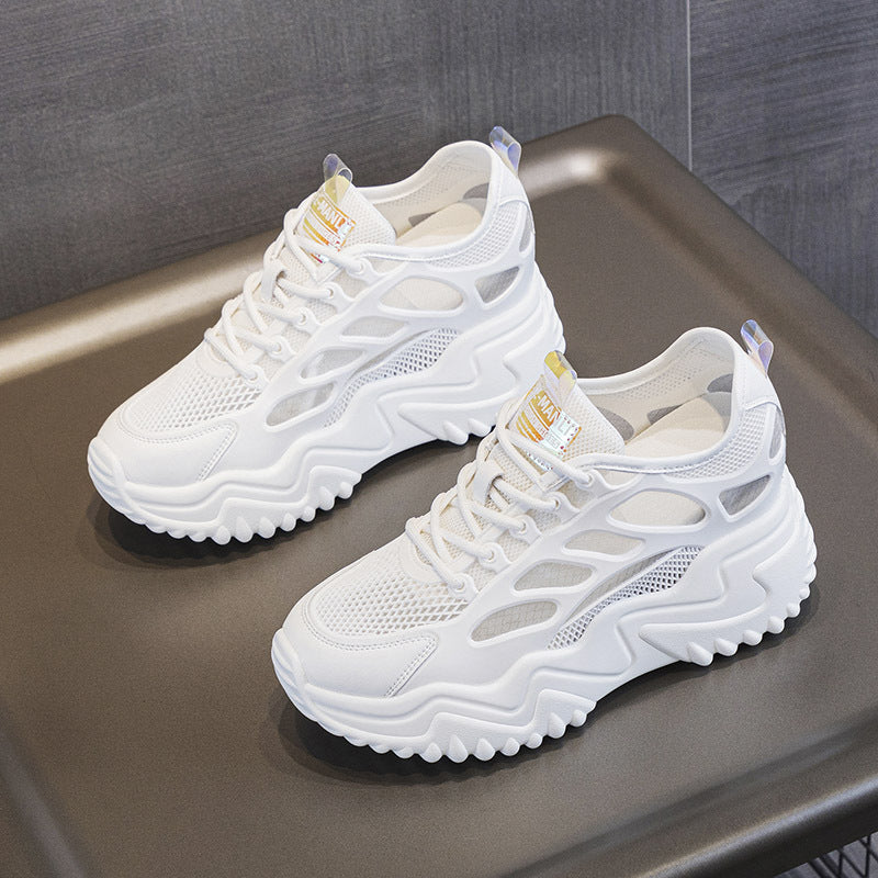 Women's Thick Bottom Wedge Platform Hidden Sports Mesh Men's Shoes