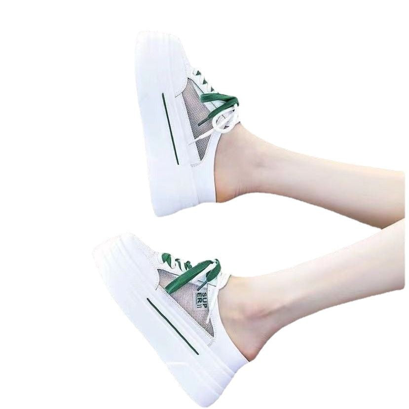 Women's Thick Sole Half Summer Fashion Cowhide Slippers