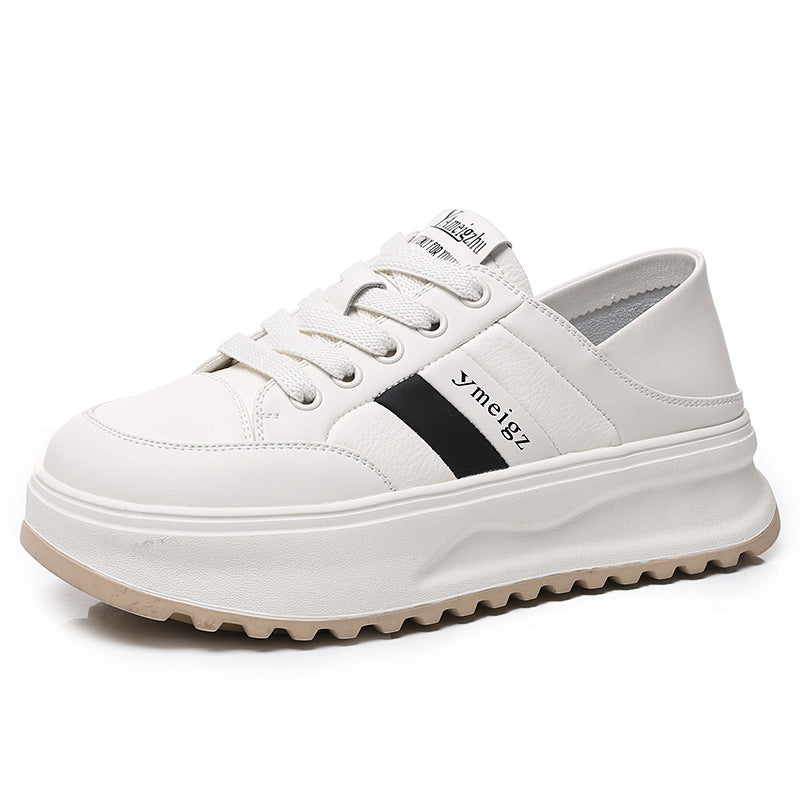 Women's White Early Spring Round Toe Thick Bottom Flat Dual-purpose Women's Casual Shoes