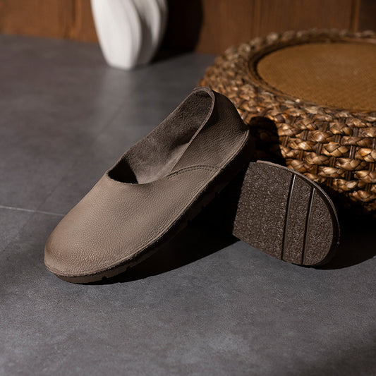 Women's & Men's Handmade Round Head Soft Bottom Surface Comfortable Flats Women's Casual Shoes