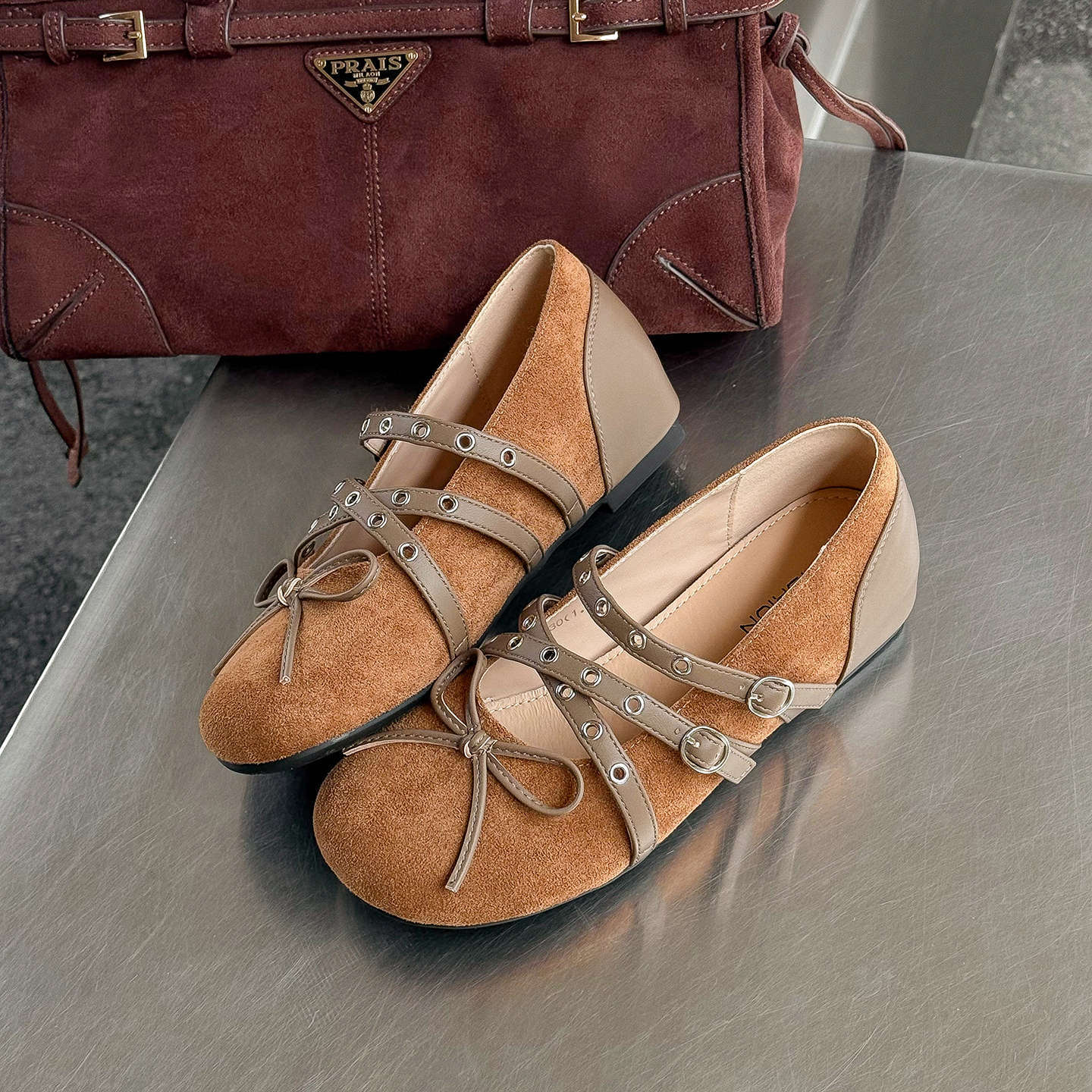 Women's Bow Height Increasing Insole Mary Jane Autumn Low-cut Pumps Ballet Men's Shoes