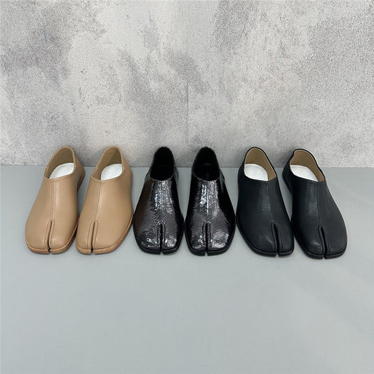 Women's Deep Mouth Pumps Soft Genuine Cowhide Stirrup Loafers