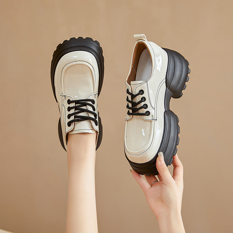 Women's Patent For Autumn College Style Thick Heels