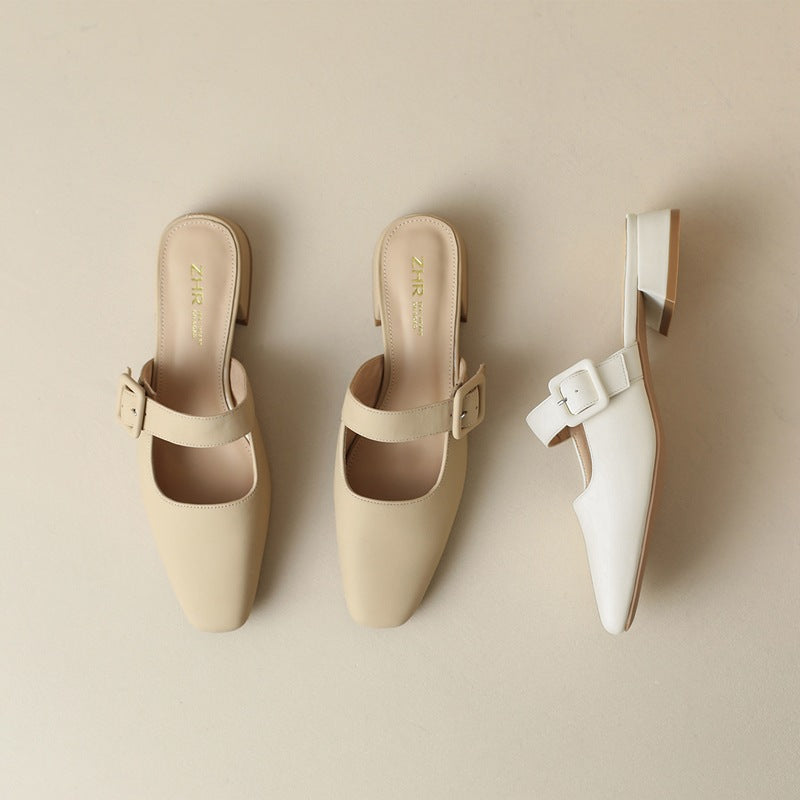 Women's Toe Half Mule Mary Jane Shallow Sandals