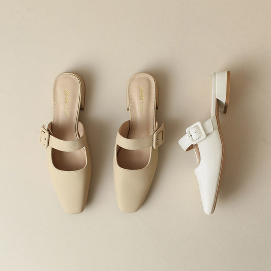Women's Toe Half Mule Mary Jane Shallow Sandals