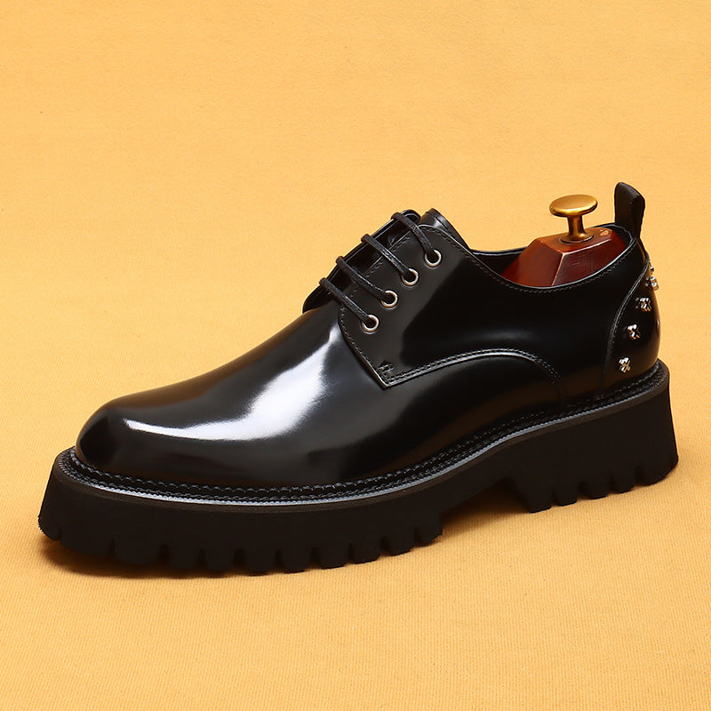 Layer Platform Height Increasing Genuine England Leather Shoes