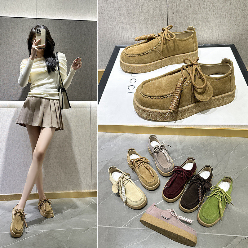 Women's & Men's Couple Platform Kangaroo Biscuit Derby Retro Women's Sports Shoes