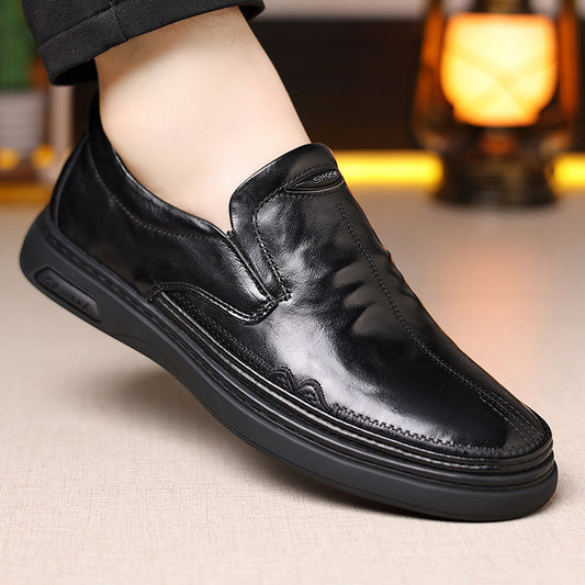 Men's Spring First Layer Cowhide Soft Bottom Surface Casual Shoes