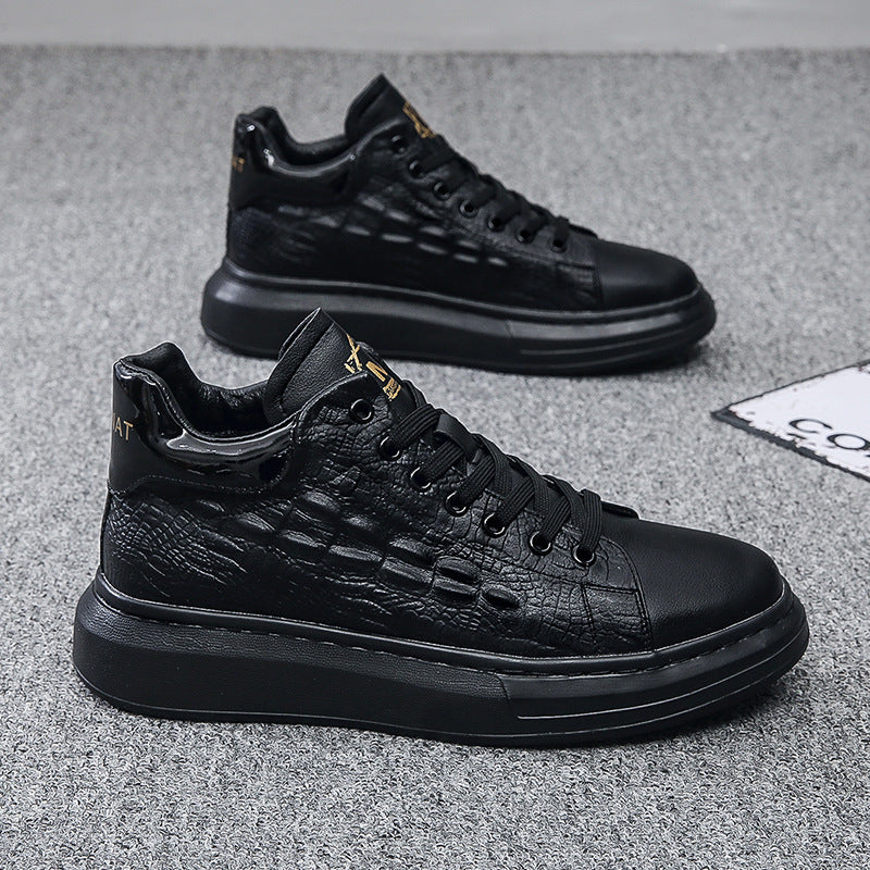 Men's Fashionable Cowhide Fashion Soft Bottom Skateboard Casual Shoes