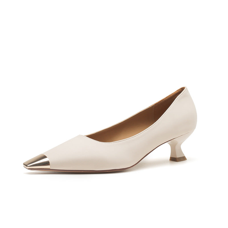 Women's Design Metal Toe Cap High Stylish Low Commuter Four Pumps Women's Shoes