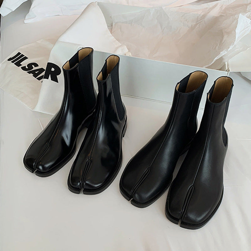 Women's Toe Tabi British Style Slit Beads Chelsea Martin Women's Leather Boots