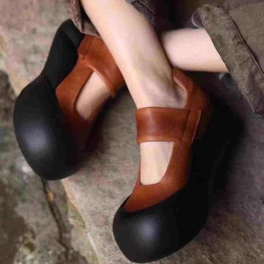 Women's Shallow Mouth Pumps Vintage Mary Jane Design Sense Niche Big Women's Casual Shoes