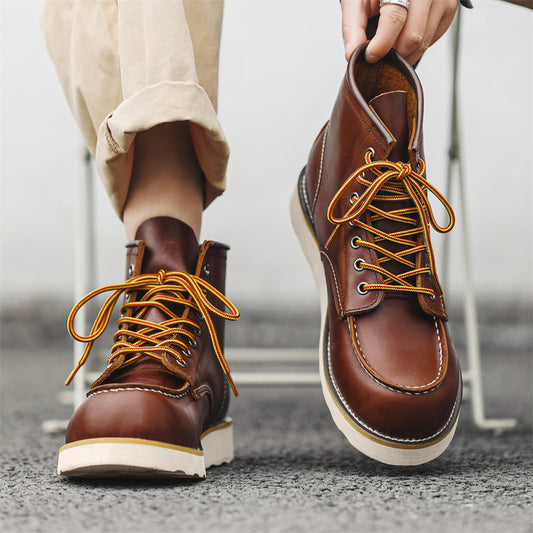Men's Martin Retro Easy Matching Worker Striped Boots