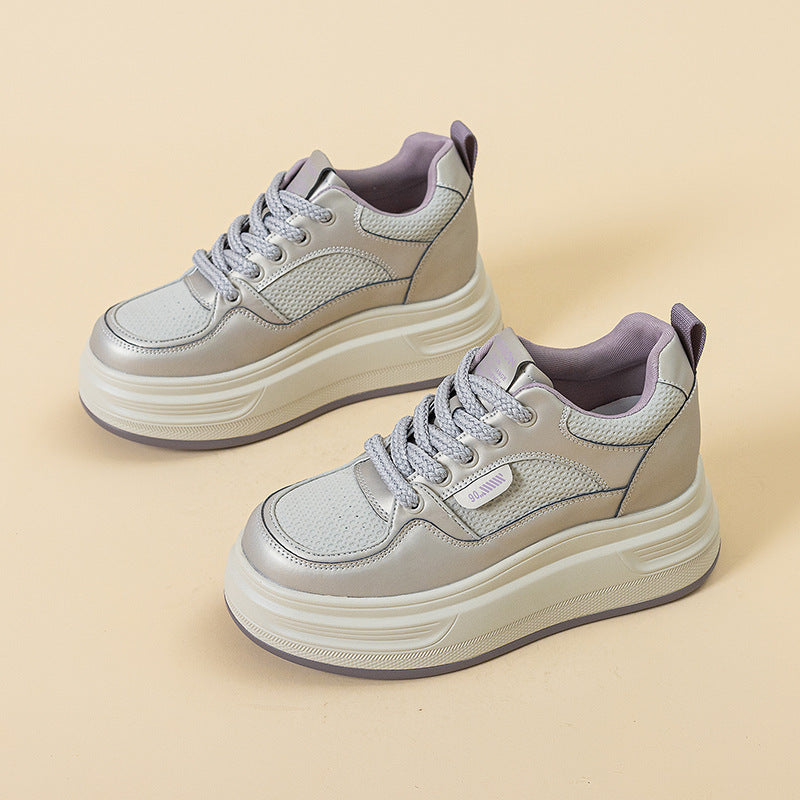 Women's Mesh White Thick Bottom Heighten Small Women's Casual Shoes