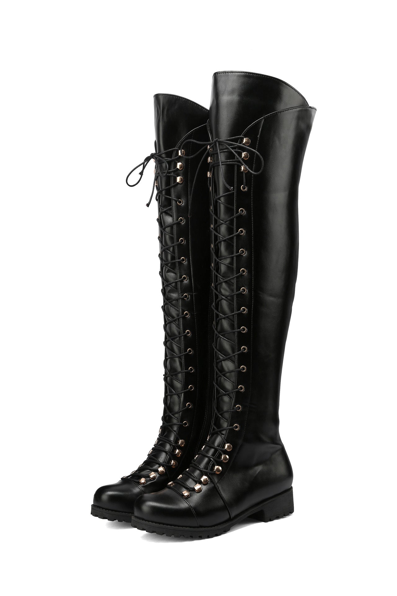 Women's Cross Strap Knight Plus Size Women's Leather Boots