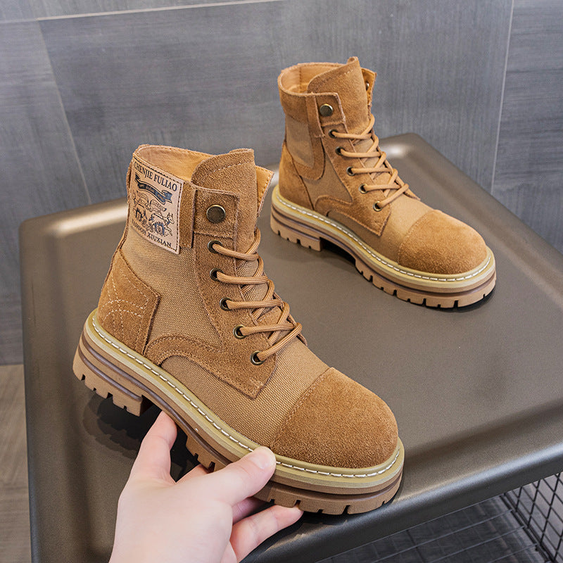 Women's Thin Genuine Platform Martin Height Increasing Insole Desert Travel Boots