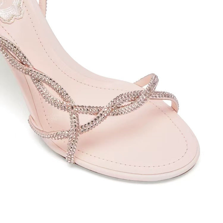 Women's Rhinestone Summer Classy Stilettos Open Toe High Heeled Sandals