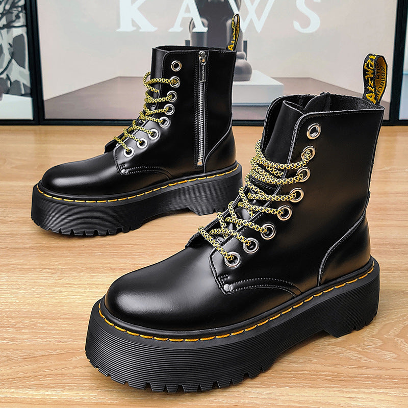 Women's Hole Side Zipper British Ankle Muffin Casual Shoes