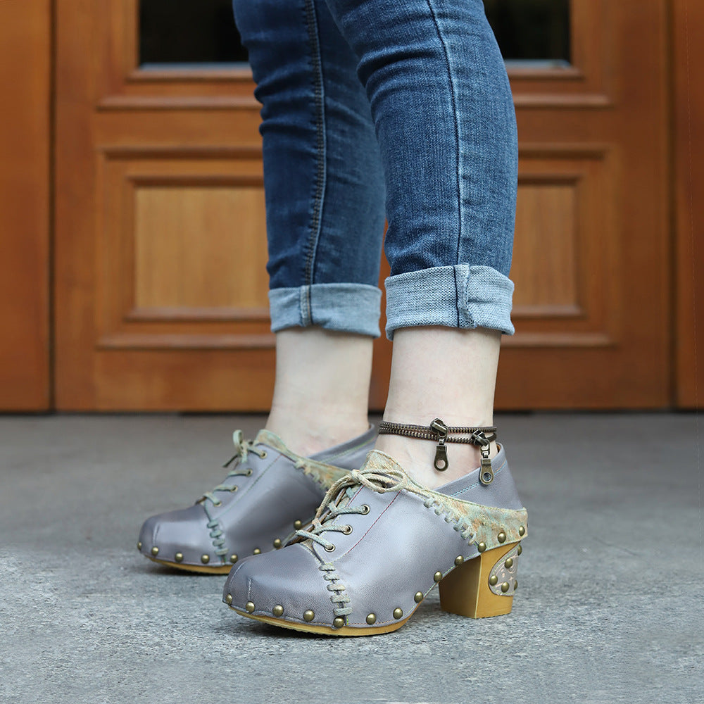 Hand-rub Color Street Style Fashion Stitching Women's Shoes