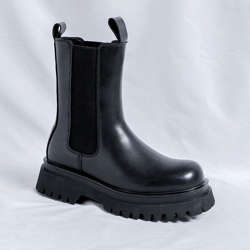 Round Head Trendy High Top Platform Slip-on Boots