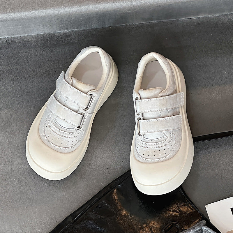 Women's Toe Doll Head Ugly Cute Bread Genuine Platform White Women's Casual Shoes