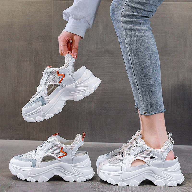 Women's Fashion Clunky Breathable Summer Hollow Pumps Sandals