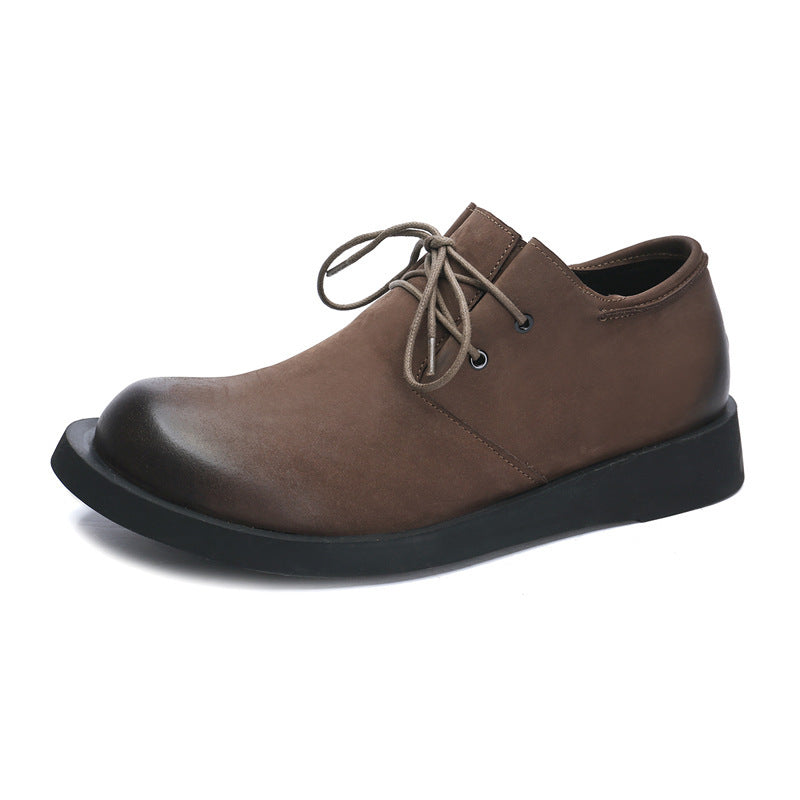 Men's Fashionable Comfortable Cowhide Round Head Leisure Thick Men's Casual Shoes