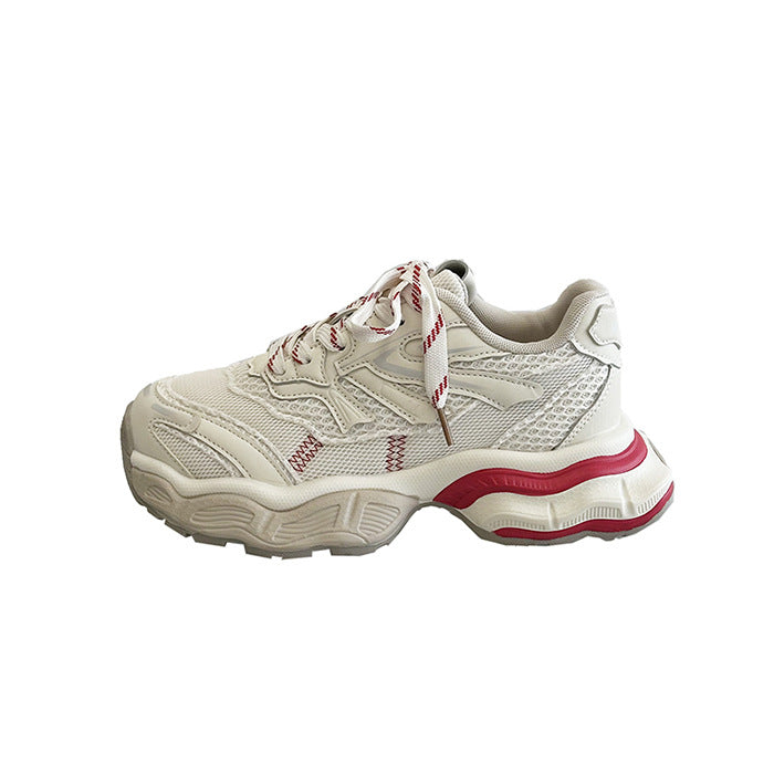 Women's Mesh Breathable Clunky Spring Thick Sole Increased Lightweight Women's Sports Shoes